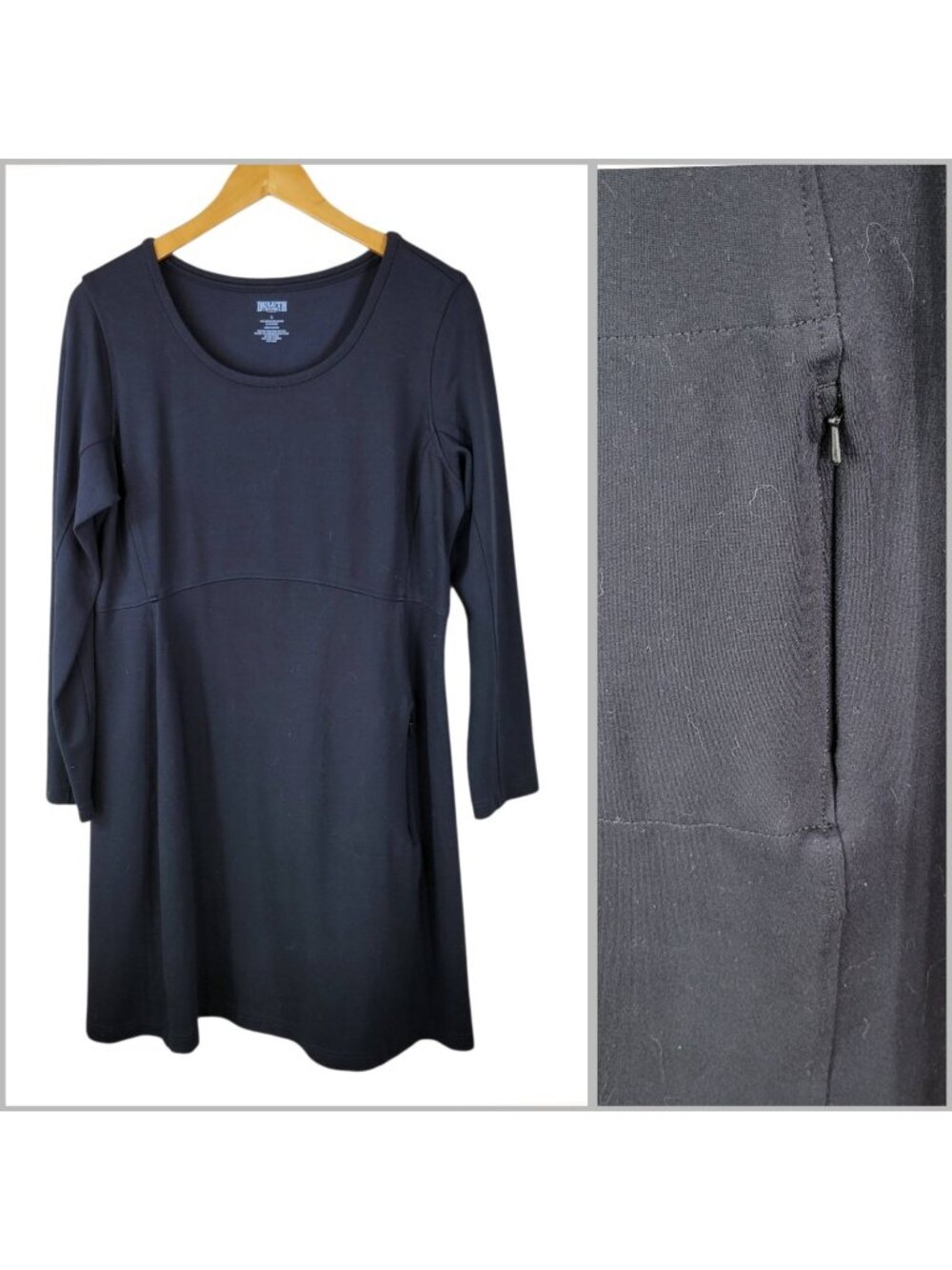 Duluth Trading Co Dress Size Large Womens Long Sleeve Solid Black Winter Weight